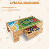 Double-sided wooden train set table with storage drawer, 100 pieces, designed for kids age 3+, featuring a reversible.