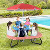 Toddler Outdoor Activity Table with Adjustable and Collapsible Umbrella-Blue - Gallery View 1 of 9
