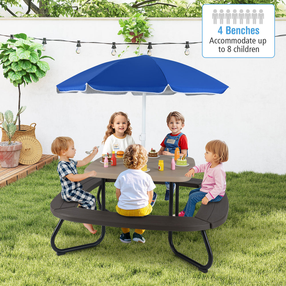 Toddler Outdoor Activity Table with Adjustable and Collapsible Umbrella-Brown - Gallery View 1 of 11