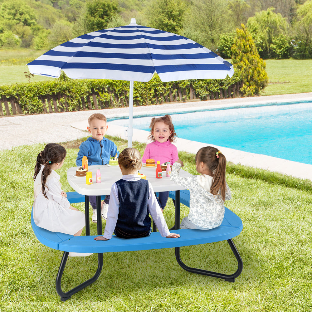 Toddler Outdoor Activity Table with Adjustable and Collapsible Umbrella-White - Gallery View 1 of 10