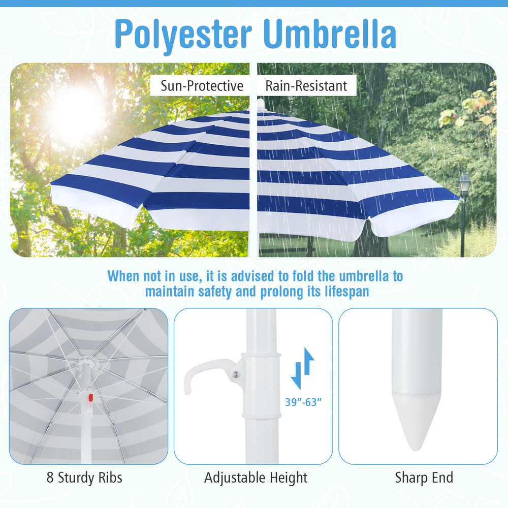 Toddler outdoor activity table with adjustable, collapsible polyester umbrella for safe play and protection in various.