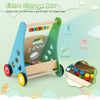 Toddler push walker activity center with storage box for toys, books, and snacks, featuring ergonomic design and rubber.