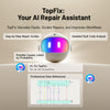 TOPDON ONE Plus with TopFix AI repair assistant offering fault code analysis, repair guidance, and technical references