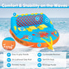 Towable tube for 3 riders with durable nylon cover, comfortable backrest, and easy-to-grip handles for water sports fun.