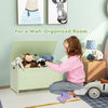 Wooden kids toy box in green with safety hinge, featuring a cute crocodile shape for organized storage in children's.