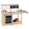 Outdoor kid's mud kitchen set with movable countertop, removable water box, and safe fir wood for imaginative play.