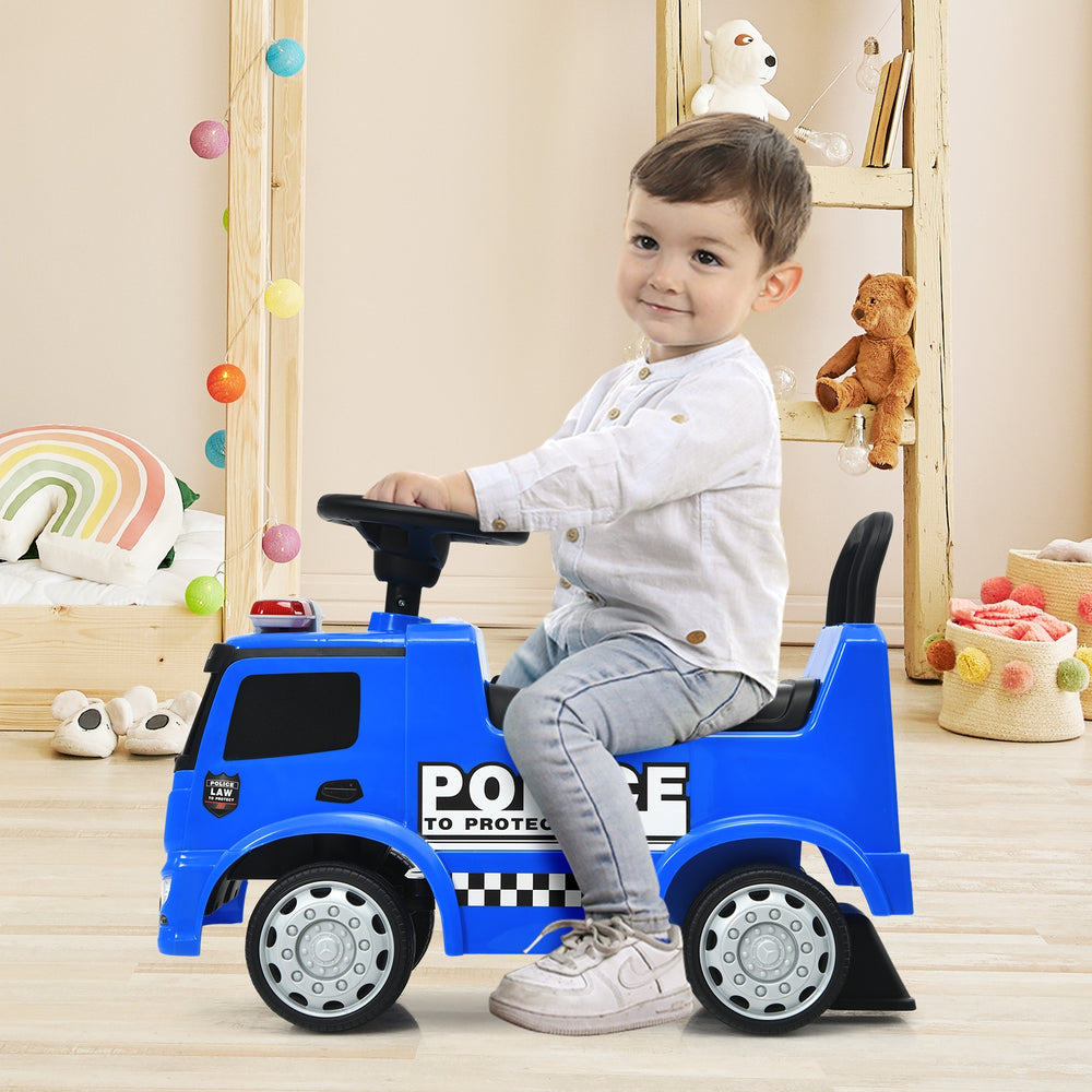 Mercedes Benz Kids Ride On Push Licensed Police Car-Blue - Gallery View 1 of 12