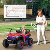 Red 12V kids ride-on UTV with two seats, slow start function, and remote control for safe outdoor fun.