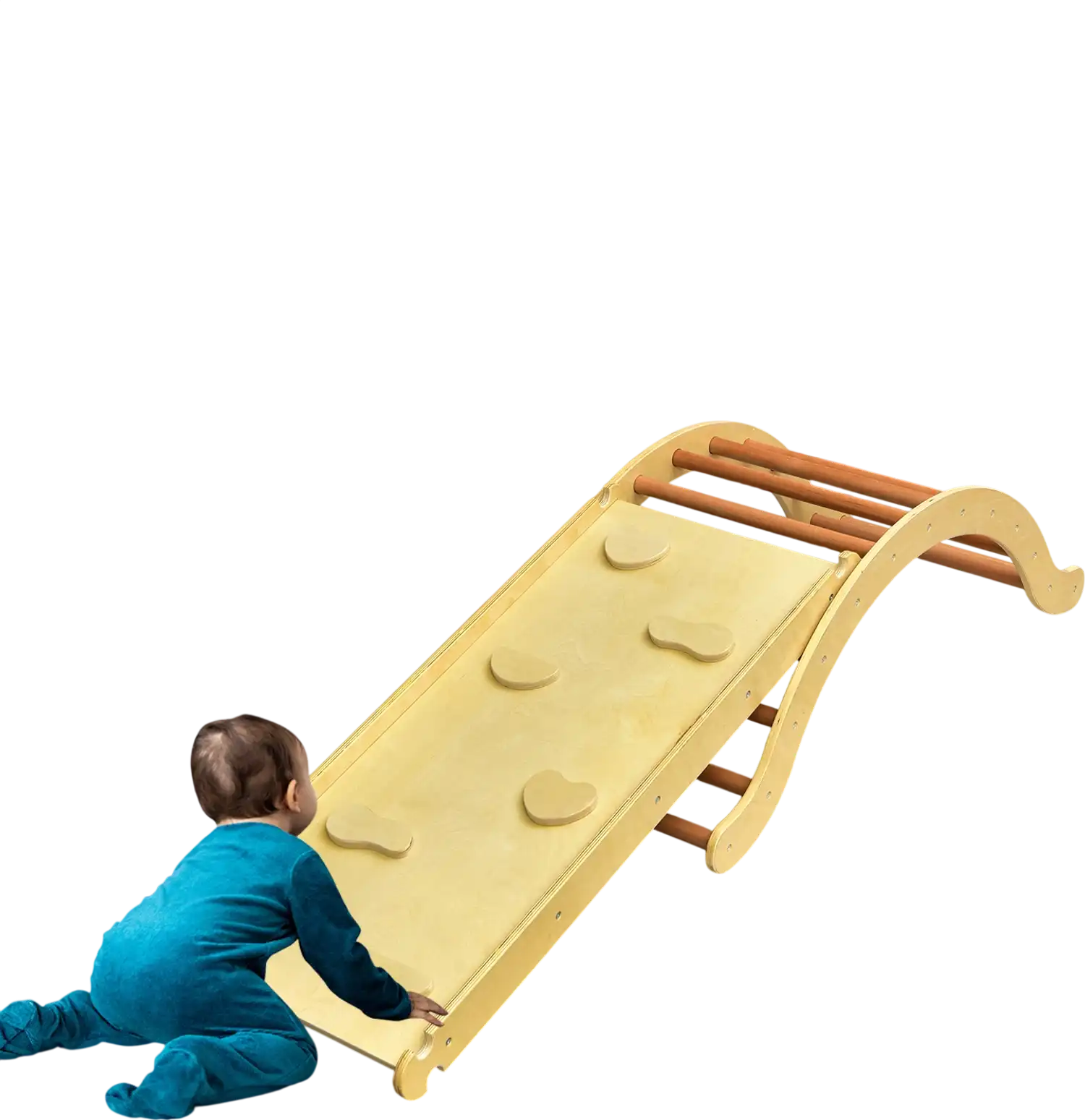 Costway 3-in-1 Kids Wooden Arch Triangle Rocker Climber Set w/ Ramp & Mat 21943658 New