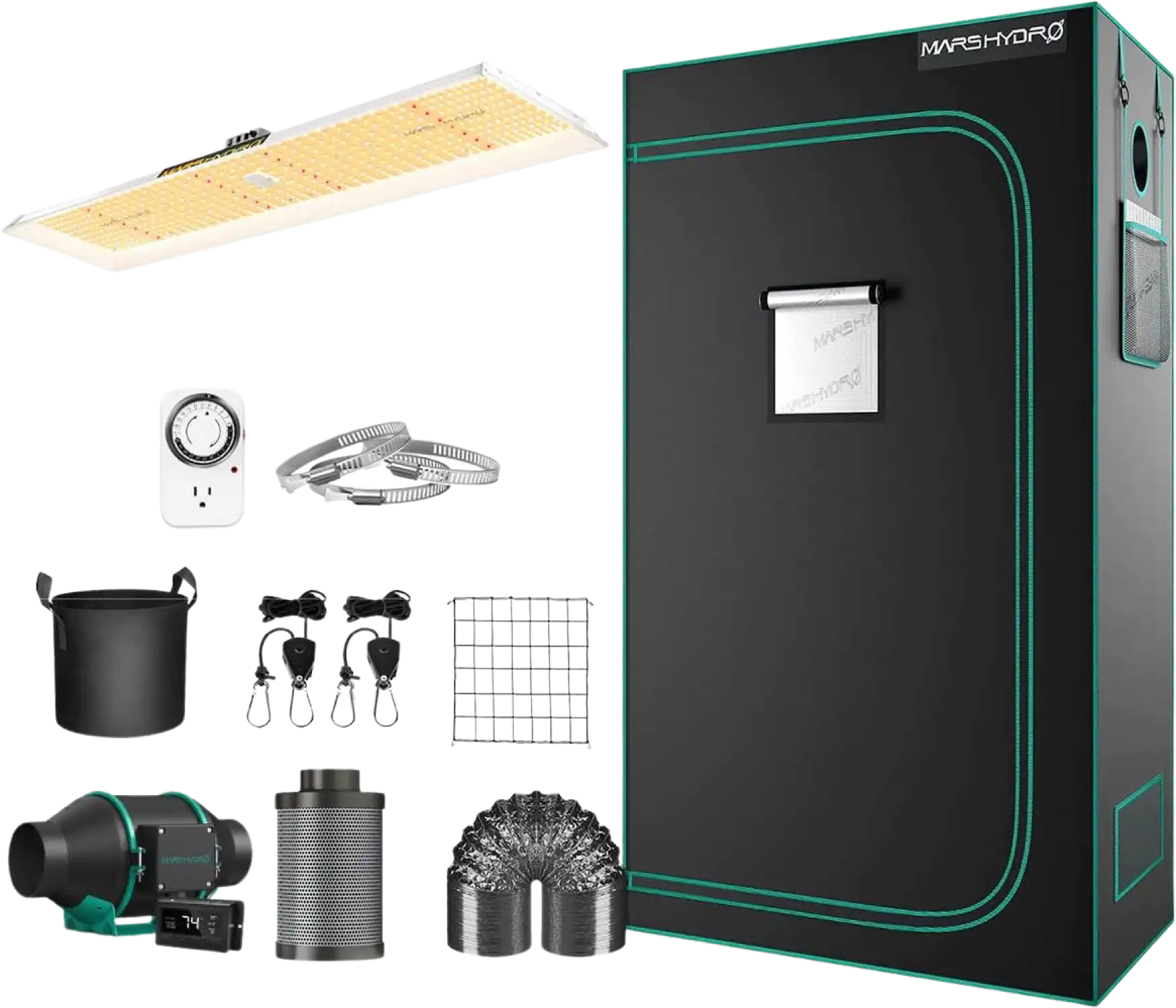 Mars Hydro Full Grow Kit TSL 2000 LED Grow Light 2' X 4' Tent and Accessories New