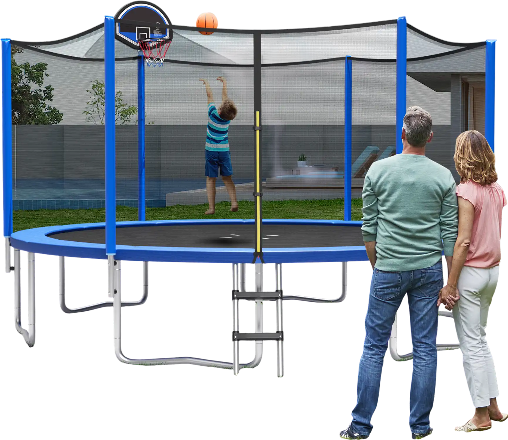 Costway 12' Outdoor Recreational Trampoline with Enclosure Net 76581349 New