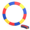 Multicolor 12-foot trampoline safety pad with tear-resistant material and elastic straps for secure, all-weather use.