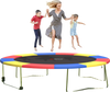 Multicolor 12 feet trampoline safety pad with elastic straps, providing edge-to-edge protection for safe jumping.