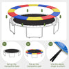 Multicolor 12 feet trampoline safety pad with elastic straps, waterproof and tear-resistant for secure jumping.