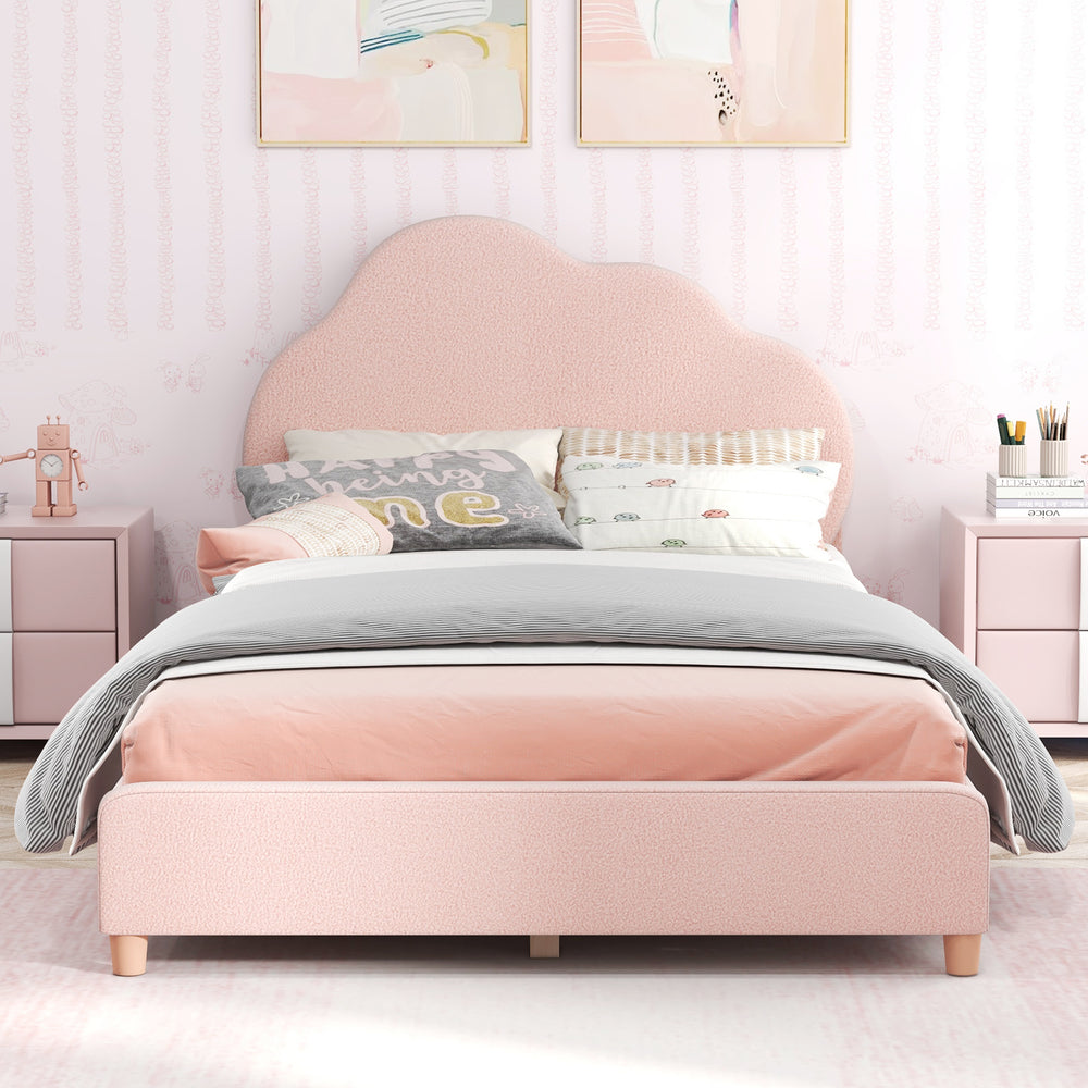 Twin Bed Frame with Height-Adjustable Headboard and Sturdy Wooden Slats-Gradient Pink - Gallery View 1 of 9