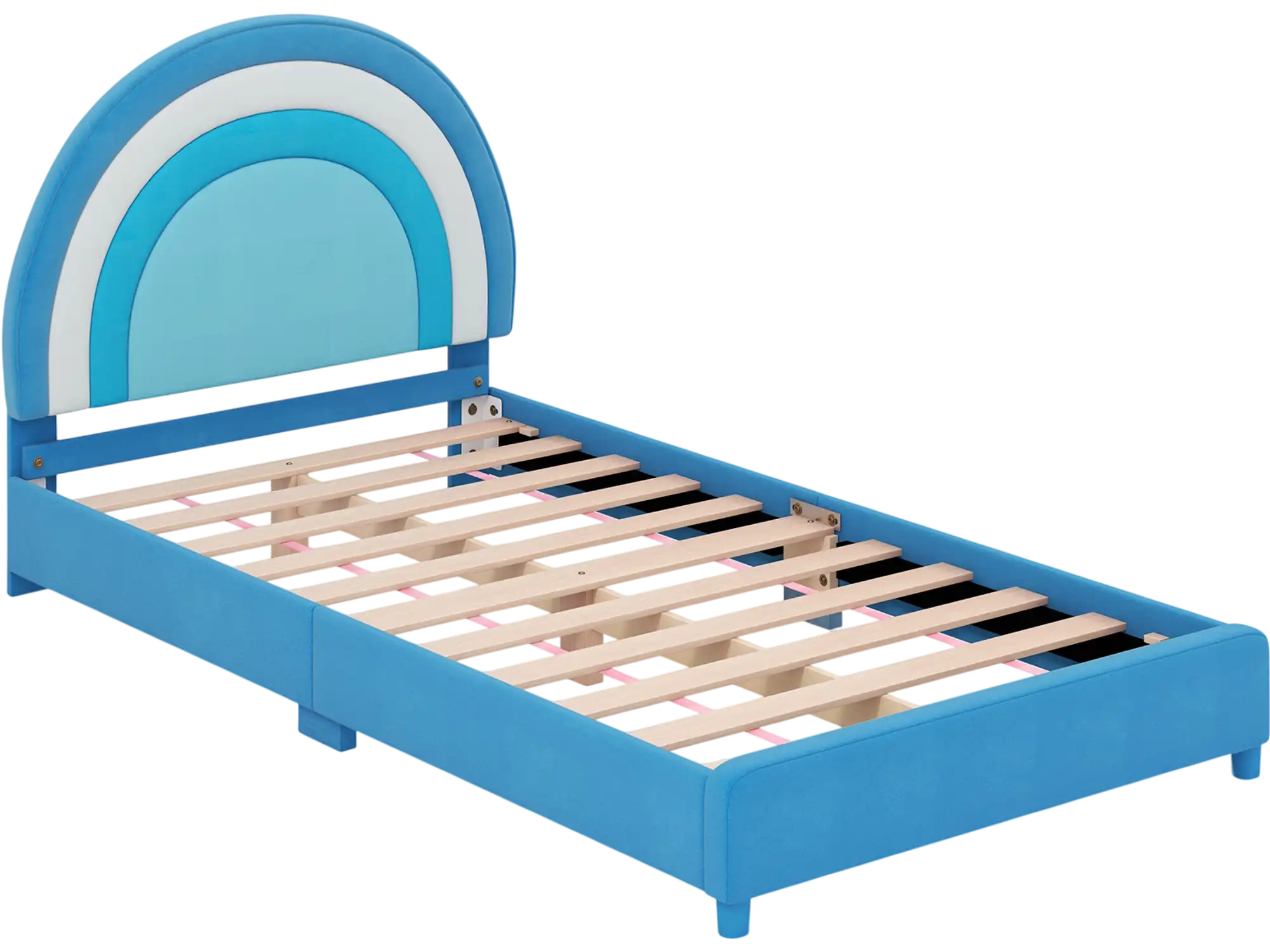 Costway Twin Bed Frame Height-Adjustable Headboard Wooden Slats 82549317 New