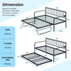 Twin daybed with pop-up trundle in black, featuring LED lights and charging station, ideal for versatile sleeping.