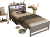 Twin size gray bed frame with storage headboard, USB charging station, and under-bed space for easy cleaning.