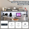 Twin size bed frame with gray storage headboard, USB charging station, and hidden light strip for modern bedrooms.