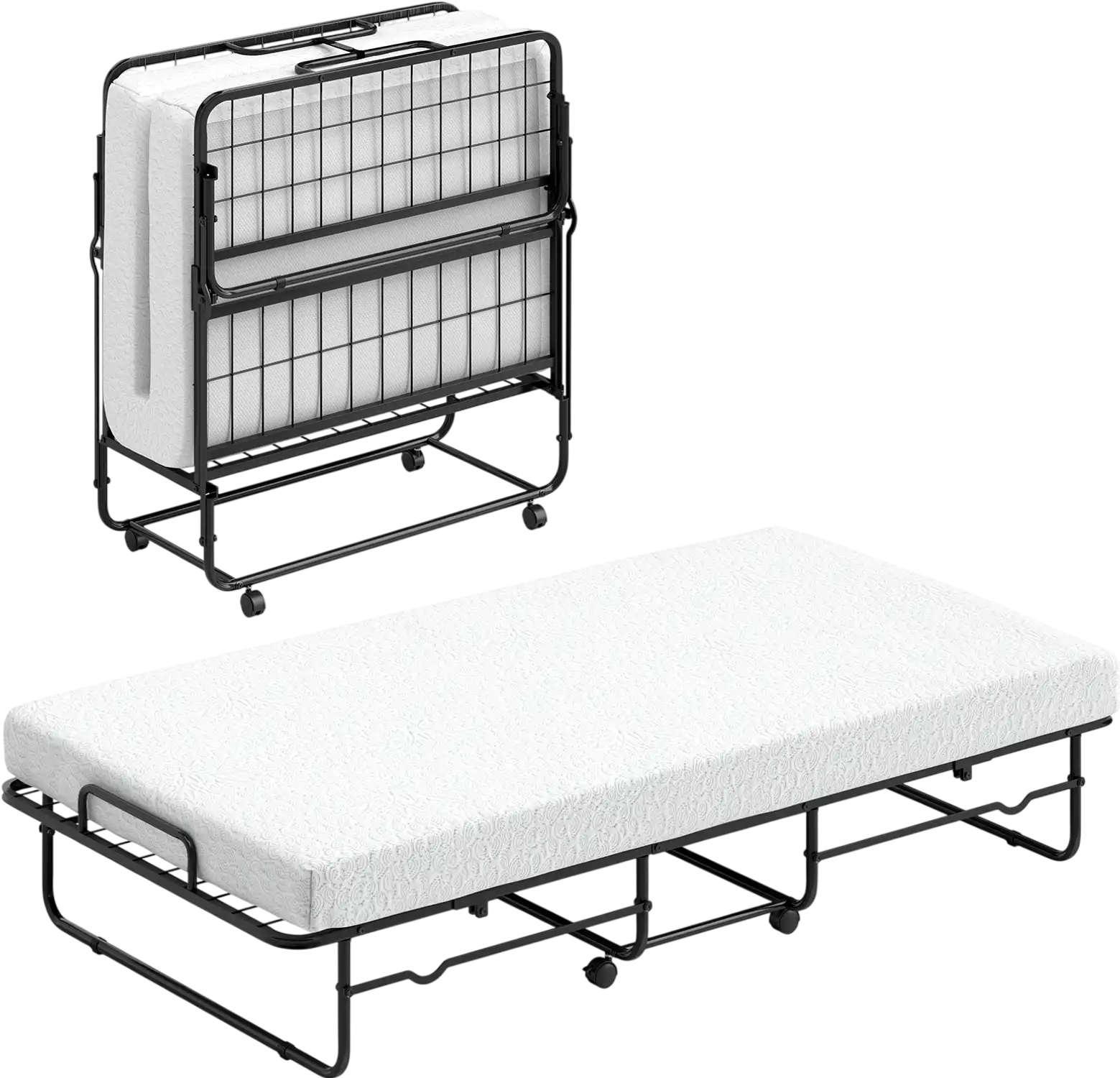 Costway Twin Folding Bed Memory Foam Mattress Heavy-Duty Metal Frame 857314962 New