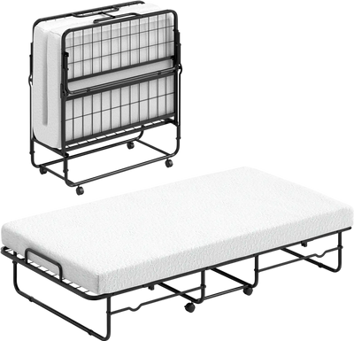Costway Twin Folding Bed Memory Foam Mattress Heavy-Duty Metal Frame 857314962 New