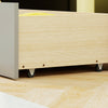 Twin size house bed with gray finish, featuring smooth rolling casters and storage drawers for easy organization.
