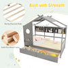Twin size house bed in gray with solid pine wood frame, sturdy plywood slats, and two storage drawers for organization.