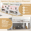 Costway Bed Frame Twin Size Loft with Staircase LED Lights Bookcase and Storage New