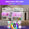 Costway Bed Frame Twin Size Loft with Staircase LED Lights Bookcase and Storage New