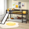 Twin Size Low Sturdy Loft Bed with Slide Wood-Dark Brown - Gallery View 1 of 8