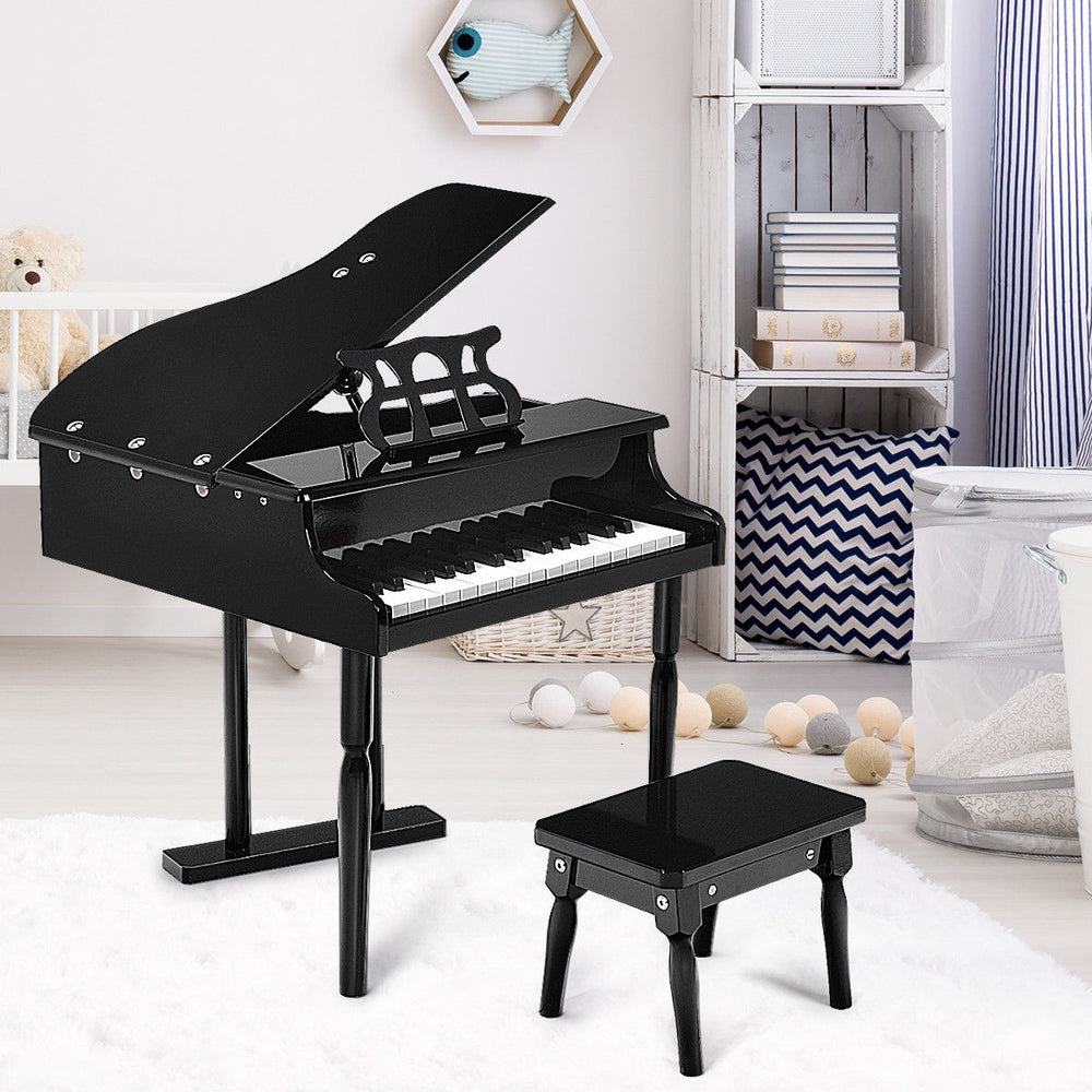 Musical Instrument Toy 30-Key Children Mini Grand Piano with Bench-Black - Gallery View 1 of 9
