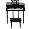 Mini grand piano in black with 30 keys and matching bench, ideal musical toy for children aged 1 to 7.