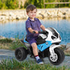 Kids 3-wheel BMW licensed electric motorcycle in blue, featuring working headlights and foot pedal control for outdoor.