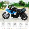 Kids 3 wheels BMW licensed electric motorcycle in blue, featuring LED headlights and built-in music for safe riding fun.