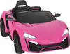 Pink 12V electric vehicle with remote control, LED lights, and spring suspension for smooth driving fun.