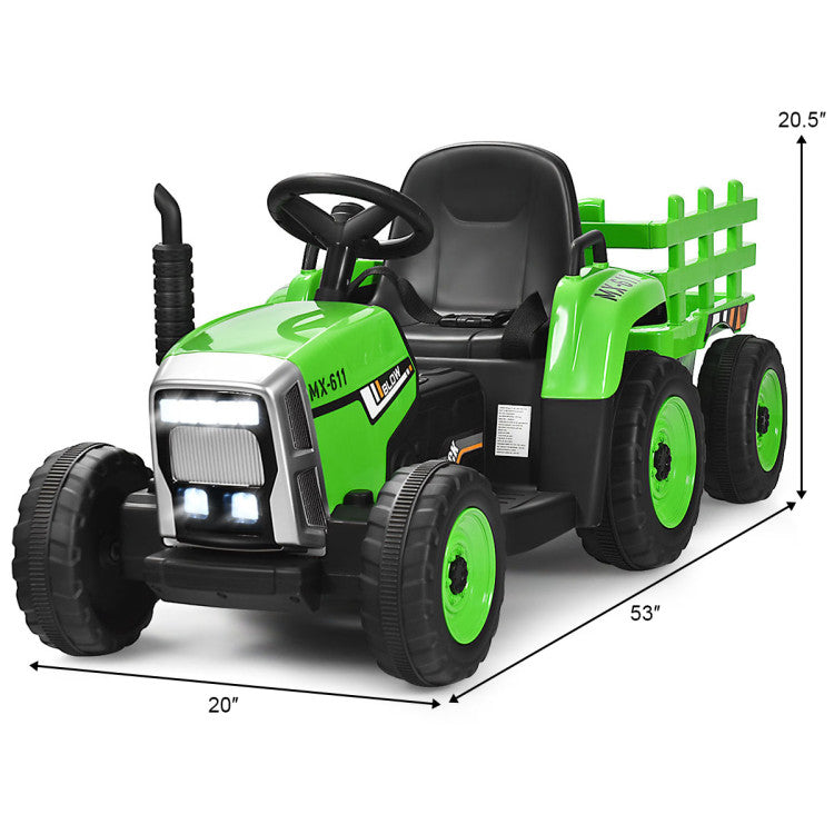 Costway Ride On 12V Tractor with 3-Gear-Shift Ground Loader for Kids 3 Years and Up New
