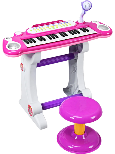 Costway 37-Key Kids Electronic Keyboard Toy Piano w/ Microphone Stool 97301248 New