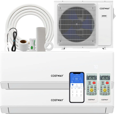 Costway UltrEco 18,000 BTU 2 Zone 22 SEER2 Mini Split Air Conditioner Heat Pump WiFi 594372816 New