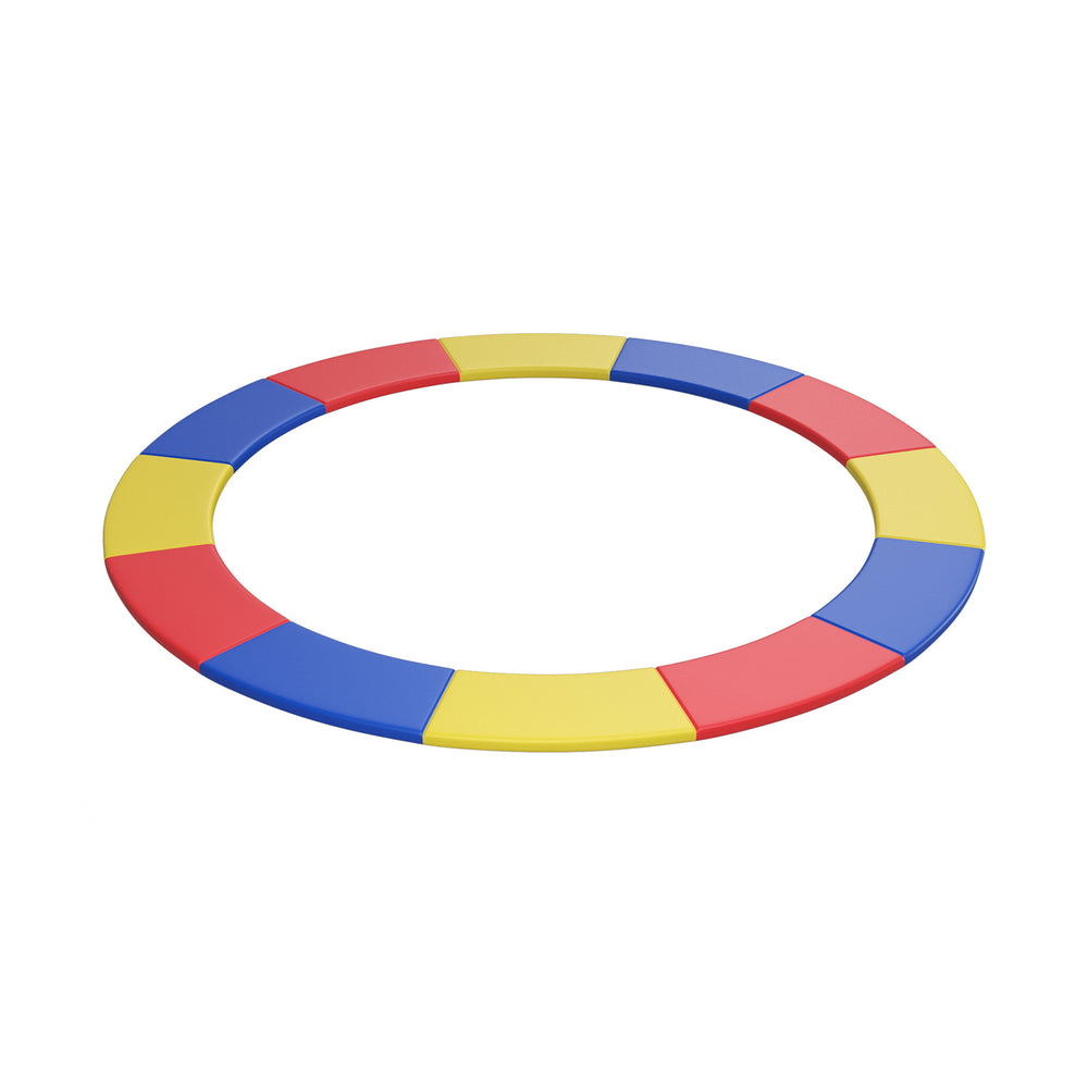 Multicolor 10 feet trampoline spring cover pad with EPE foam for safety, waterproof and tear-resistant design.