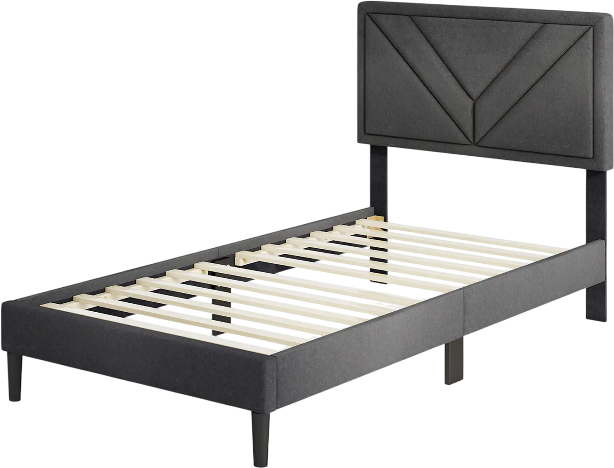 Costway Upholstered Platform Bed Frame Tufted Headboard Wooden Slats 476832591 New