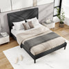 Upholstered Platform Bed with Tufted Headboard and Wooden Slats-Full Size - Gallery View 1 of 10