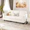 Upholstered Teddy Velvet 3-Seat Sofa with Comfy Back Pillows-White - Gallery View 1 of 10