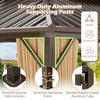 Heavy-duty aluminum frame of the 16x12FT gazebo with thickened posts and premium ground nails for stability.