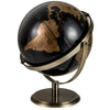 9-inch metallic black world globe with golden details, sturdy metal stand, perfect for education and decoration.