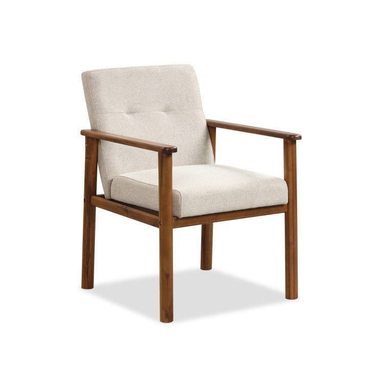 Cozy linen armchair with wooden frame, designed for modern living rooms, perfect for relaxation and style.