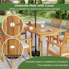 Acacia wood dining table featuring a 1.97” umbrella hole, ideal for outdoor patio gatherings with up to 6 people.