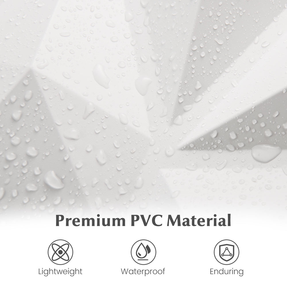 Close-up of 3D PVC wall panel texture, lightweight and waterproof, ideal for DIY interior decoration in various spaces.