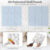 3D patterned white PVC wall panels in a 50-pack, easy to cut and paint, ideal for DIY interior decoration.