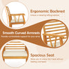 Ergonomic backrest and smooth curved armrests of the acacia wood patio dining set for comfortable outdoor dining.