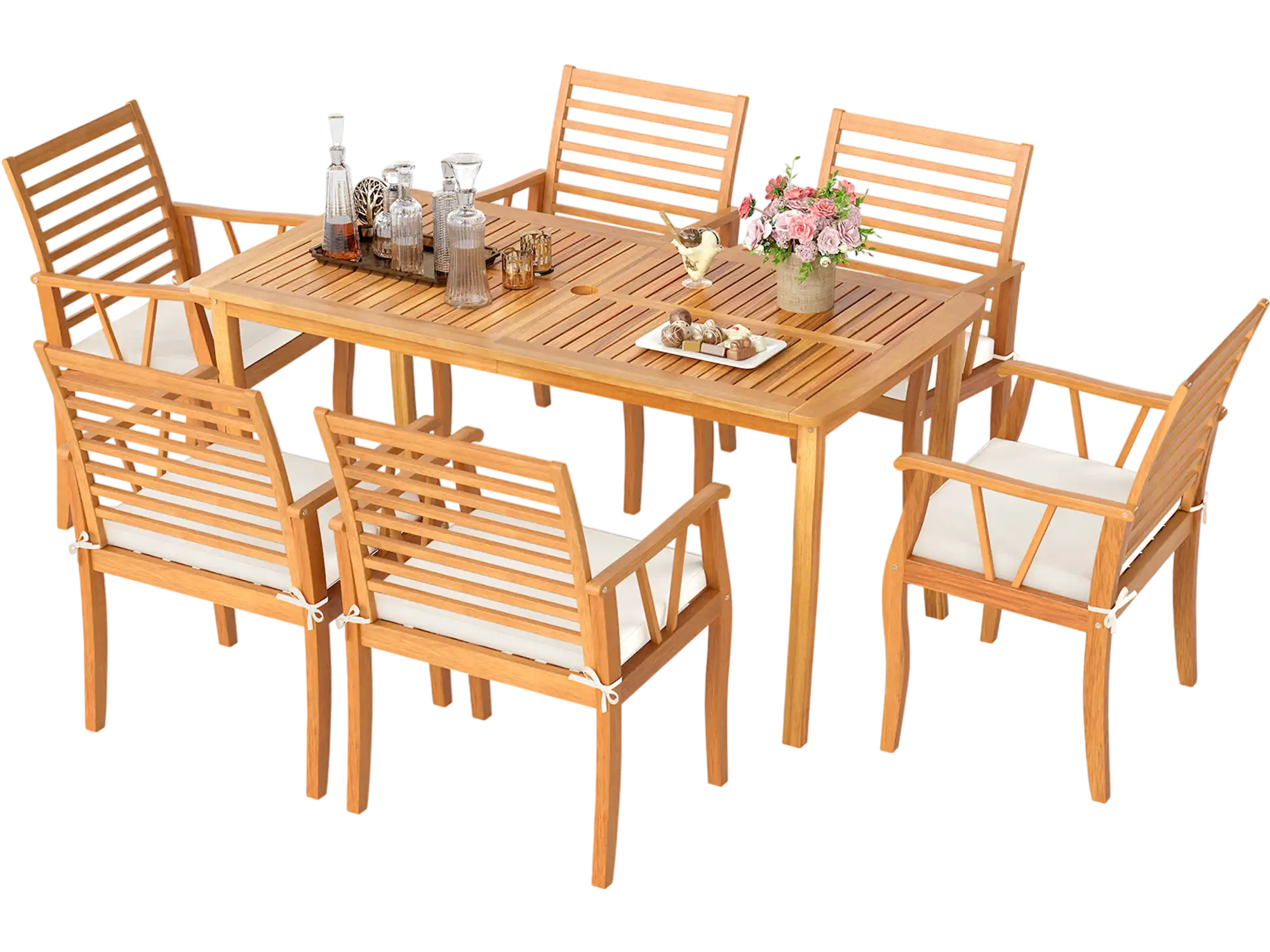 Costway 7-Piece Acacia Wood Patio Dining Set w/ 1.97